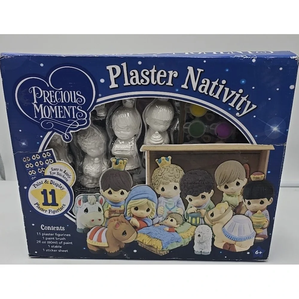 Precious‎ Moments Plaster Nativity Paintable Figurines 11 Pieces Paint Christmas